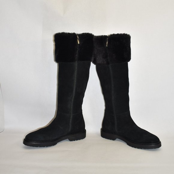 AQUATALIA MAGNOLIA WEATHERPROOF TALL BOOT FUR SUEDE BLACK 10.5 (P18) - Picture 4 of 10